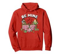 Minecraft Valentine's Day Steve & Alex Feeding Piggy Family Pullover Hoodie