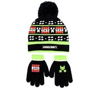 Minecraft Wintermütze & Handschuhe Set für Jungen - warme & gemütliche Beanie Mütze & Handschuhe - perfekt für Kinder im Alter von 6-12 Jahren, One size