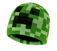 Minecraft Wintermütze Jungen, gefütterter Bucket Hat oder Beanie & Handschuhe, Geschenke für Gamer (6-14 Jahre, Grün Mütze)