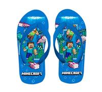 Minecraft Zehentrenner für Jungen, Sommerschuhe Steve Axolotl Alex Creeper und Husk, Größe EU 27/28 | Blau