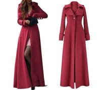 Minenany Trenchcoat Damen Knöchellang Trench Mantel Tailliert Übergangsjacke Parka Lang Revers Coat Kunstwolle Wintermantel Mode Elegant Outwear
