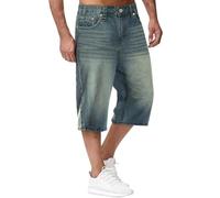 Minetom Baggy Jeans Shorts Herren Sommer Kurze Jeans Y2K Weite Streetwear Hip Hop Casual Skateboard Denim Shorts A Dunkelblau XL