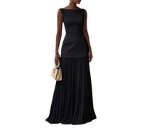 Minetom Cocktailkleid Damen Abendkleid Partykleid Elegant Ärmellos Plissee Patchwork Langes Kleid Maxi Rock und Oberteil Zweiteiler Hochzeit Ballkleid