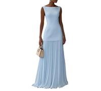 Minetom Cocktailkleid Damen Abendkleid Partykleid Elegant Ärmellos Plissee Patchwork Langes Kleid Maxi Rock und Oberteil Zweiteiler Hochzeit Ballkleid