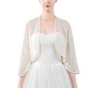 Minetom Damen Bolero Chiffon Jacke Festlich Kurz Cardigan Belerojacke Schal Für Hochzeit Cocktailkleid C Beige Einheitsgröße