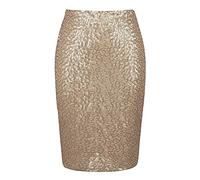Minetom Damen Pailletten Bleistiftrock - Hohe Taille Glitzer Meerjungfrau Bodycon Midi Skirt - Champagner XL