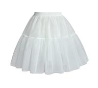 Minetom Damen Prinzessin Falten Rock Vintage Spitzen Rock Minirock Ballettrock Tüllrock Lolita Cosplay Unterrock Hochzeit Petticoat Crinoline D Weiß One Size