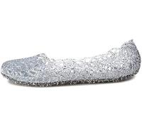 Minetom Damen Sandalen Bird-Nest Weich Plastik Jelly Schuhe Hohl Flach Gelee Ballett Shoes Sommer Mode Casual Süßer Silber EU 37