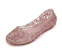 Minetom Damen Sandalen Bird-Nest Weich Plastik Jelly Schuhe Hohl Flach Gelee Ballett Shoes Sommer Mode Casual Süßer Pink EU 41