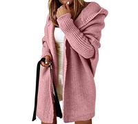 Minetom Damen Strickjacke Frauen Cardigan Kapuzenpullover Lose Warm Herbst Winter Lang Strickcardigan Jacke Mantel mit Kapuze