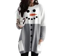 Minetom Damen Weihnachten Sweatshirt Langarmshirt Weihnachtspullover Mit Komisch Gedruckt Xmas Outfit B05 Grau 5XL