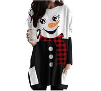 Minetom Damen Weihnachten Sweatshirt Langarmshirt Weihnachtspullover Mit Komisch Gedruckt Xmas Outfit B03 Schwarz 5XL