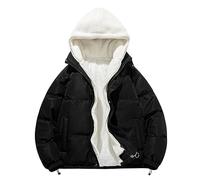 Minetom Fleece Sweatjacke Herren Fleecejacke Mit Kapuze Herbst Winter Oversized Fit Pufferjacke Winterjacke Kurze Steppjacke Quilted Jacket A Schwarz Weiß 3XL