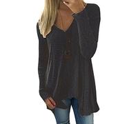 Minetom Langarm Pullover Damen Jumper Pulli Fruauen Strickpullover Sexy Sweatshirt Shirt Strickpulli V-Ausschnitt Sweater Shirt Oberteil Rosa-Lila Schwarz Grau Khaki Weiß Blau Schwarz DE 38