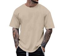 Minetom Oversized Tshirt Herren Rundhals Kurzarm Oberteil Weit Geschnittenes Longshirt Basic Vintage Clothes Gym T-Shirt Herren Oversize Fit Sweatshirt Top Locker Sommer Outfit A Aprikose XXL
