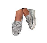 Minetom Sneakers Damen Pailletten Flache Low Strass Sneaker Glitzer Loafers Turnschuhe Outdoor Freizeitschuhe Laufschuhe Schuhe Slip On Walkingschuhe Slipper B Silber 38 EU