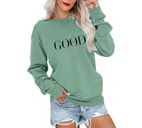 Minetom Sweatshirt Damen Pullover Herbst Winter Rundhals Langarmshirts Casual Pulli Basic Langarm Oberteile Frauen Sweatshirts ohne Kapuze A Grün L