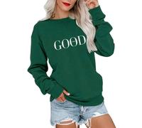 Minetom Sweatshirt Damen Pullover Herbst Winter Rundhals Langarmshirts Casual Pulli Basic Langarm Oberteile Frauen Sweatshirts ohne Kapuze A Armeegrün L