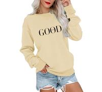 Minetom Sweatshirt Damen Pullover Herbst Winter Rundhals Langarmshirts Casual Pulli Basic Langarm Oberteile Frauen Sweatshirts ohne Kapuze A Khaki XS