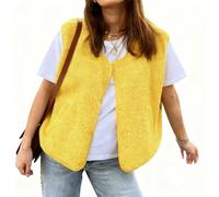 Minetom Teddy Fleece Weste Damen Ärmellos Mit Knopfleiste Flauschige Jacke Warm Gefüttert Mode Westen Fleeceweste A Gelb S