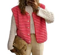 Minetom Teddy Fleece Weste Damen Ärmellos Mit Knopfleiste Flauschige Jacke Warm Gefüttert Mode Westen Fleeceweste C5 Rosa M