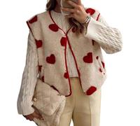 Minetom Teddy Fleece Weste Damen Ärmellos Mit Knopfleiste Flauschige Jacke Warm Gefüttert Mode Westen Fleeceweste C4 Weiß M