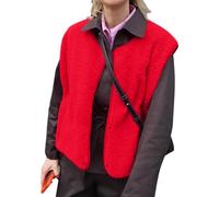 Minetom Teddy Fleece Weste Damen Ärmellos Mit Knopfleiste Flauschige Jacke Warm Gefüttert Mode Westen Fleeceweste A Rot M
