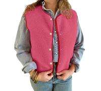 Minetom Teddy Fleece Weste Damen Ärmellos Mit Knopfleiste Flauschige Jacke Warm Gefüttert Mode Westen Fleeceweste C1 Rosa M