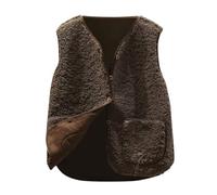 Minetom Teddy Fleece Weste Damen Herbst Winter Warm Ärmellos Westen Bequem Einfarbig Plüsch Weste Kurz Jacke Lose Fleeceweste Plüschweste Outwear A Braun M