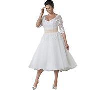Mingxuerong Brautkleid Spitze Tüll Kurz Hochzeitskleider Glitzer A Linie Große Größen
