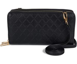 Mini Bag STYLEBREAKER "2 in 1 Umhängetasche - Geldbörse Rauten", Damen, Gr. B/H/T: 19cm x 10cm x 4,5cm Einheitsgröße, schwarz, 100% Polyurethan PU. Futter: 100% Polyester PES., Taschen (62271555-0) sc