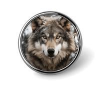 Mini-Brosche, rund, 2,5 cm, Motiv: Lmage of Wolf im Schnee, langlebig, leicht, Metallknopf-Anstecker, elegante Aluminium-Legierung, Brosche für Jacke, Hut, Hemd, Tasche, Zubehör