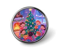 Mini-Brosche, rund, 2,5 cm, Motiv: Merry Christmas, langlebig, leicht, Metallknopf-Anstecker, elegante Aluminium-Legierung, Brosche für Jacke, Hut, Hemd, Tasche, Zubehör