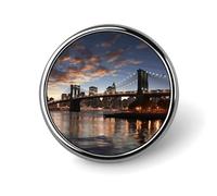 Mini-Brosche, rund, 2,5 cm, Motiv: New York Bridge, langlebig, leicht, Metallknopf-Anstecker, elegante Aluminium-Legierung, Brosche für Jacke, Hut, Hemd, Tasche, Zubehör