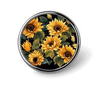 Mini-Brosche, rund, 2,5 cm, Sonnenblumen-Motiv "Thank You for Brightening My Life", langlebig, leicht, Metallknopf-Anstecker, elegante Aluminium-Legierung, Brosche für Jacke, Hut, Hemd, Tasche