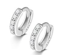 Mini Creolen Silber 925 Klein Mit Schwarz Weiß Stein 5mm-11mm Kreolen Verschiedene Größen Ohrringe Klappcreolen Zirkonia Huggie Hoops Earrings