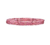 Mini Dainty Winzige Petite Seed Caviar Bead Stacking Round Faceted Echter Natürlicher Edelstein Rosa Turmalin Ball Stackable Strand Stretch Armband Für Frauen Stackable Set Von 3 Stränge Einstellbar