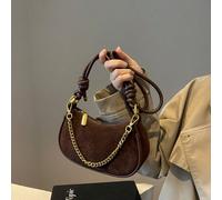 Mini einfarbige matte Leder Ketten Deko Schulter-/Umhängetasche in Halbmond Form