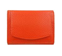 Mini Geldbeutel Damen, Reise Geldbörse, klein viele Fächer, Leder orange, RFID Blocker Münzfach groß | Portmonee Geldtasche Portemonnaie Damengeldbörse Damenportemonnaie Damengeldbeutel Damenportmonee