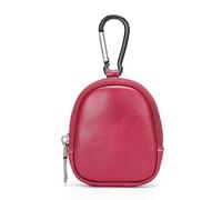 Mini-Geldbörse aus echtem Leder, Vintage-Reißverschluss, Schlüsselbörse, einfache Münzaufbewahrungstasche, rot, Eine Größe