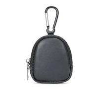 Mini-Geldbörse aus echtem Leder, Vintage-Reißverschluss, Schlüsselbörse, einfache Münzaufbewahrungstasche, Schwarz , Eine Größe