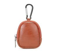 Mini-Geldbörse aus echtem Leder, Vintage-Reißverschluss, Schlüsselbörse, einfache Münzaufbewahrungstasche, braun, Eine Größe