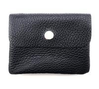 Mini Geldbörse Leder Made in Italy | Echtes Rindleder | Kompakt 11x8,5cm | 50g leicht | 3 Fächer | Druckknopf | Damen Herren | Münzfach Scheinfach | Portemonnaie (Dunkelblau)