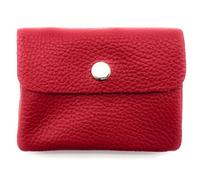 Mini Geldbörse Leder Made in Italy | Echtes Rindleder | Kompakt 11x8,5cm | 50g leicht | 3 Fächer | Druckknopf | Damen Herren | Münzfach Scheinfach | Portemonnaie (Rot)