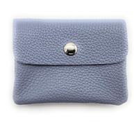 Mini Geldbörse Leder Made in Italy | Echtes Rindleder | Kompakt 11x8,5cm | 50g leicht | 3 Fächer | Druckknopf | Damen Herren | Münzfach Scheinfach | Portemonnaie (Lavendelblau)