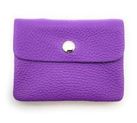 Mini Geldbörse Leder Made in Italy | Echtes Rindleder | Kompakt 11x8,5cm | 50g leicht | 3 Fächer | Druckknopf | Damen Herren | Münzfach Scheinfach | Portemonnaie (Lila)
