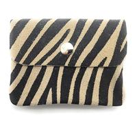 Mini Geldbörse Leder Made in Italy | Echtes Rindleder | Kompakt 11x8,5cm | 50g leicht | 3 Fächer | Druckknopf | Damen Herren | Münzfach Scheinfach | Portemonnaie (Zebra)