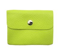 Mini Geldbörse Leder Made in Italy | Echtes Rindleder | Kompakt 11x8,5cm | 50g leicht | 3 Fächer | Druckknopf | Damen Herren | Münzfach Scheinfach | Portemonnaie (Limette)