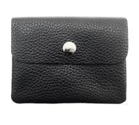 Mini Geldbörse Leder Made in Italy | Echtes Rindleder | Kompakt 11x8,5cm | 50g leicht | 3 Fächer | Druckknopf | Damen Herren | Münzfach Scheinfach | Portemonnaie (Schwarz)