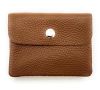 Mini Geldbörse Leder Made in Italy | Echtes Rindleder | Kompakt 11x8,5cm | 50g leicht | 3 Fächer | Druckknopf | Damen Herren | Münzfach Scheinfach | Portemonnaie (Kastanie)